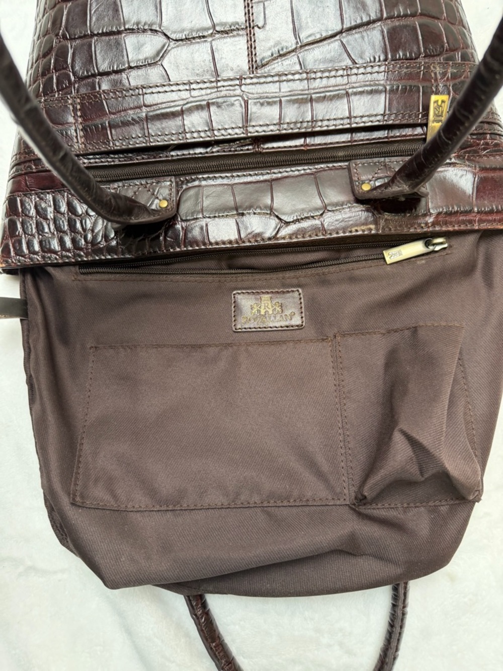 Rowallan of Scotland Croc Embossed Leather Shoulder Tote Bag Timeless Classic - Picture 9 of 16